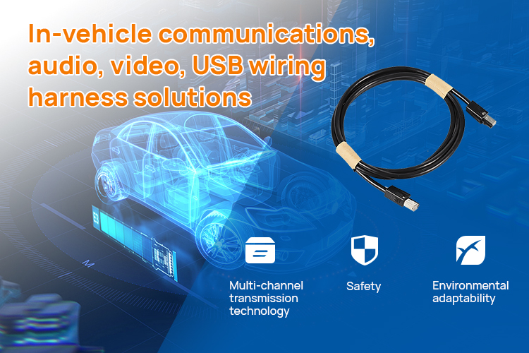 In-vehicle communications, audio, video, USB wiring harness solutions